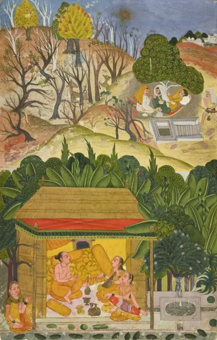 Framed Print : A summer month, possibly Vaisakh, folio from a Barahmasa series, ca. 1750 Framed Print : A summer month, possibly Vaisakh, folio from a Barahmasa series, ca. 1750