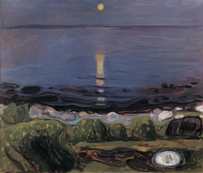 Framed Print : Summer Night by the Beach. Artist: Munch, Edvard (1863-1944) Framed Print : Summer Night by the Beach. Artist: Munch, Edvard (1863-1944)