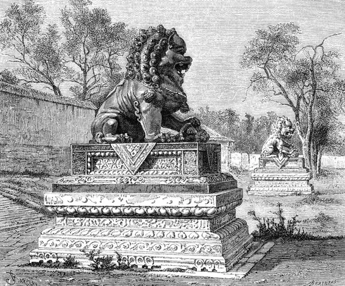 Framed Print : Summer Palace, Bronze Lion, Emblem of the Imperial Power, c1890