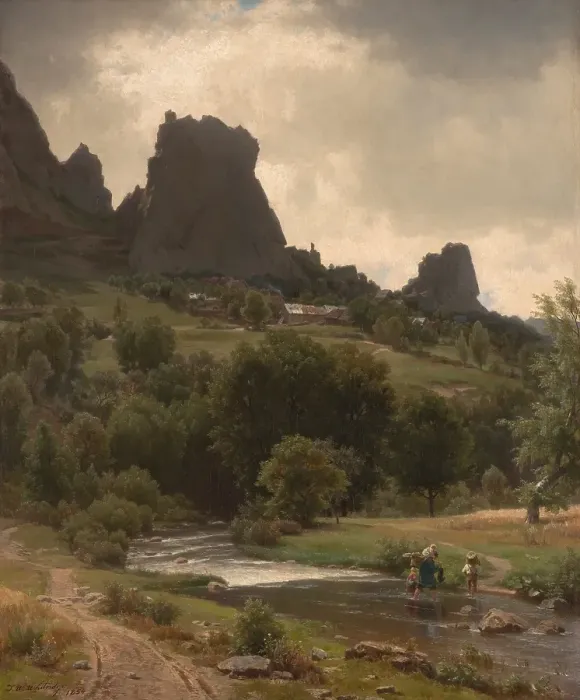 Framed Print : Summer Pastorale (View of Kallenfels), 1853. Creator: Worthington Whittredge Framed Print : Summer Pastorale (View of Kallenfels), 1853. Creator: Worthington Whittredge