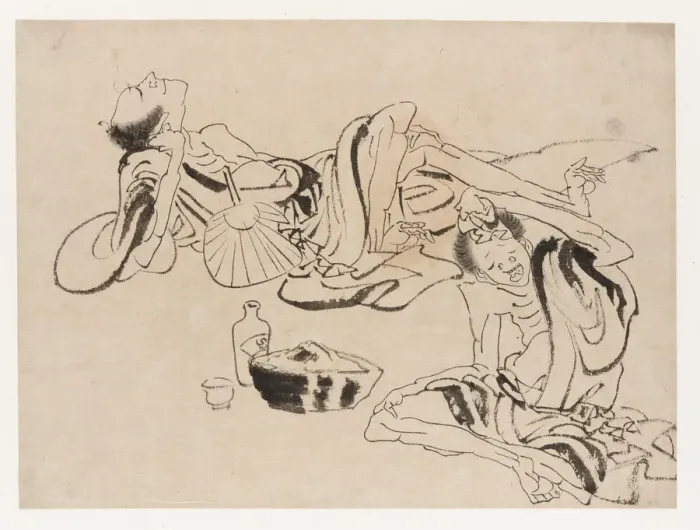 Framed Print : Summer sake sippers, late 18th-early 19th century. Creator: Hokusai Framed Print : Summer sake sippers, late 18th-early 19th century. Creator: Hokusai