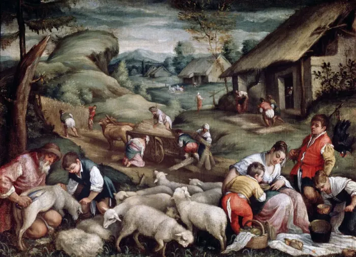 Framed Print : Summer. Sheep Shearing, c1570-c1580. Artist: Francesco Bassano II Framed Print : Summer. Sheep Shearing, c1570-c1580. Artist: Francesco Bassano II