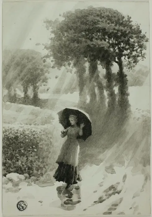 Framed Print : Summer Shower, 1875 / 99. Creator: Alfred Sacheverel Coke Framed Print : Summer Shower, 1875 / 99. Creator: Alfred Sacheverel Coke