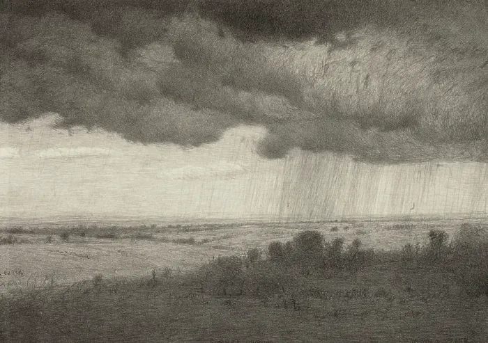 Framed Print : Summer Shower, 1921. Creator: Bolton Coit Brown