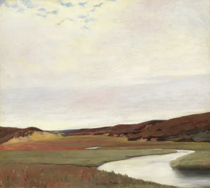 Framed Print : A Summer's Day by the River Karup, Jutland, 1891. Creator: Johan Rohde Framed Print : A Summer's Day by the River Karup, Jutland, 1891. Creator: Johan Rohde