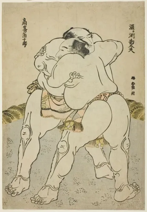 Framed Print : The Sumo Wrestlers Uzugafuchi Kandayu and Takasaki Ichijuro, Japan, 1783-84 Framed Print : The Sumo Wrestlers Uzugafuchi Kandayu and Takasaki Ichijuro, Japan, 1783-84
