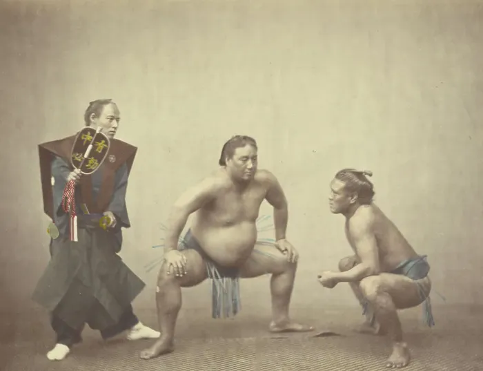Framed Print : Sumotori or Wrestlers, 1866-1867. Creator: Felice Beato Framed Print : Sumotori or Wrestlers, 1866-1867. Creator: Felice Beato