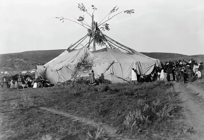Framed Print : Sun dance in progress-Cheyenne, c1910. Creator: Edward Sheriff Curtis Framed Print : Sun dance in progress-Cheyenne, c1910. Creator: Edward Sheriff Curtis