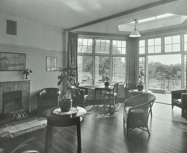 The sun lounge at Orchard House, Claybury Hospital, Woodford Bridge, London, 1937