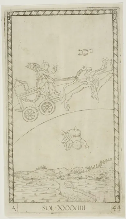 Framed Print : The Sun, plate 44 from Planets and Spheres, c.1465. Creator: Unknown Framed Print : The Sun, plate 44 from Planets and Spheres, c.1465. Creator: Unknown