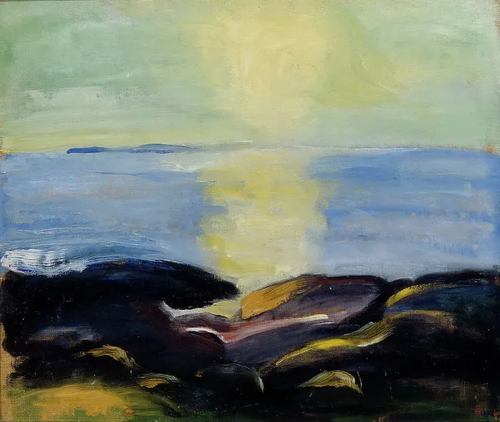 Framed Print : The sun rises over the sea, 1910. Creator: Juho Makela Framed Print : The sun rises over the sea, 1910. Creator: Juho Makela