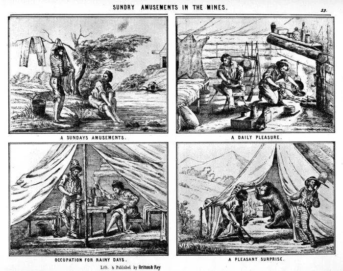Framed Print : Sunday Amusements in the Mines, 19th century (1937). Artist: Britton & Rey Framed Print : Sunday Amusements in the Mines, 19th century (1937). Artist: Britton & Rey