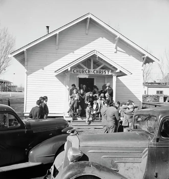Framed Print : Sunday morning service, Tranquillity, California, 1938. Creator: Dorothea Lange Framed Print : Sunday morning service, Tranquillity, California, 1938. Creator: Dorothea Lange