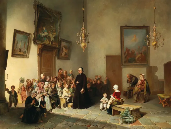 Framed Print : A Sunday school. Creator: Fabius, Jan (1820-1889) Framed Print : A Sunday school. Creator: Fabius, Jan (1820-1889)