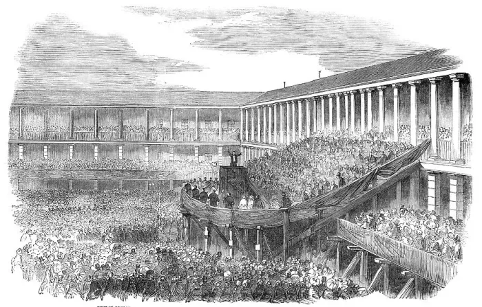 Framed Print : Sunday-School Jubilee Commemoration in the Piece Hall, Halifax - from a photograph by Haigh, 1856. Creator: Unknown Framed Print : Sunday-School Jubilee Commemoration in the Piece Hall, Halifax - from a photograph by Haigh, 1856. Creator: Unknown