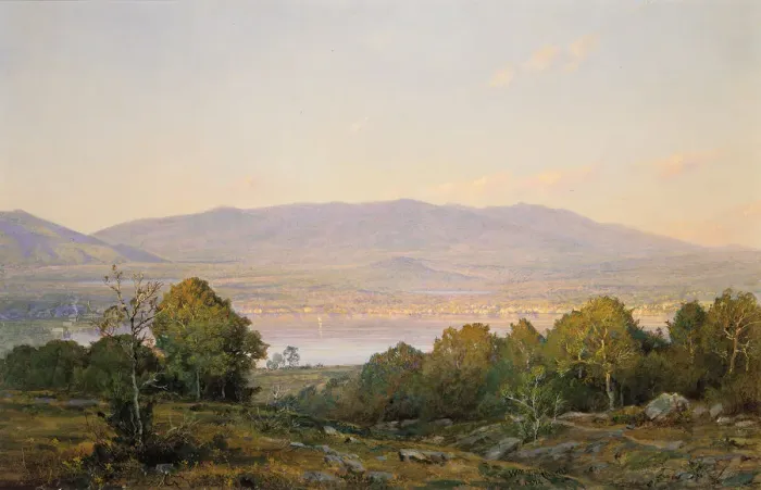 Framed Print : Sundown at Centre Harbor, New Hampshire, 1874. Creator: William Trost Richards Framed Print : Sundown at Centre Harbor, New Hampshire, 1874. Creator: William Trost Richards
