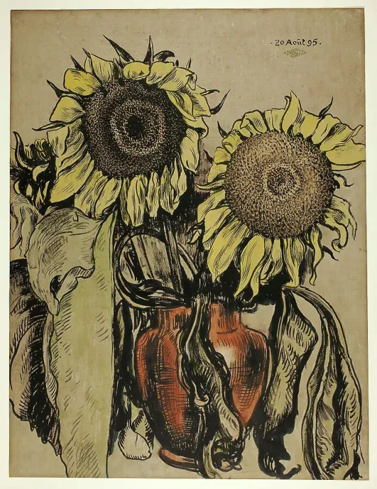 Framed Print : Sunflowers, August 20, 1895. Creator: Georges Lemmen