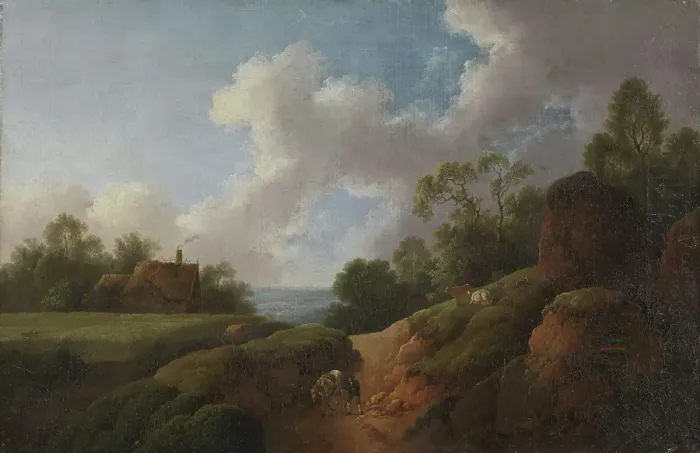 Framed Print : A Sunken Road, 1760s. Creator: Johann Georg Wagner Framed Print : A Sunken Road, 1760s. Creator: Johann Georg Wagner