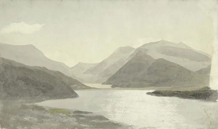 Framed Print : Sunlight over a Lake near Snowdon, Llanberis, North Wales, 1800-1810. Creator: Cornelius Varley Framed Print : Sunlight over a Lake near Snowdon, Llanberis, North Wales, 1800-1810. Creator: Cornelius Varley