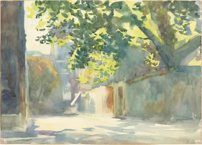 Framed Print : Sunlit Wall Under a Tree, c. 1913. Creator: John Singer Sargent Framed Print : Sunlit Wall Under a Tree, c. 1913. Creator: John Singer Sargent