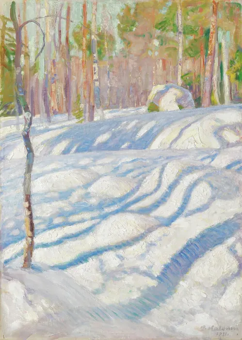 Framed Print : Sunlit Winter Lanscape, 1911. Creator: Pekka Halonen Framed Print : Sunlit Winter Lanscape, 1911. Creator: Pekka Halonen