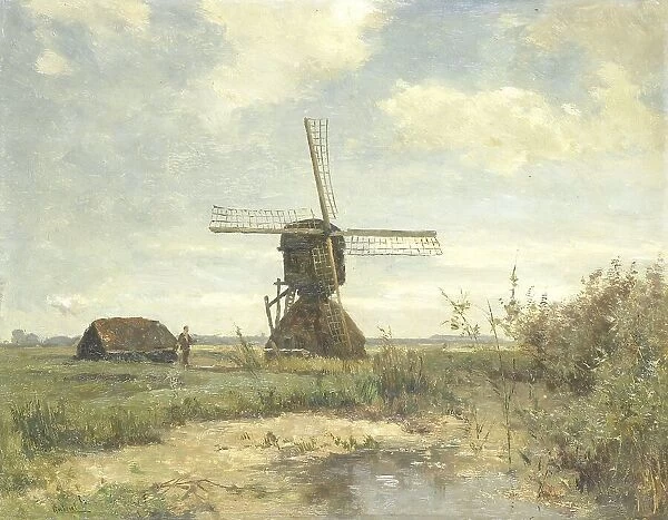 Sunny Day, a Windmill on a Waterway, c.1860-c.1903. Creator: Paul Joseph Constantin Gabriel