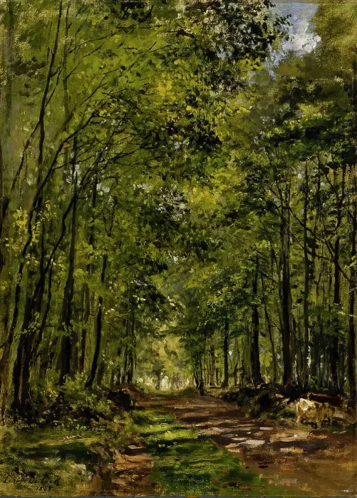 Framed Print : A sunny morning in the forest, 1868. Creator: César de Cock Framed Print : A sunny morning in the forest, 1868. Creator: César de Cock