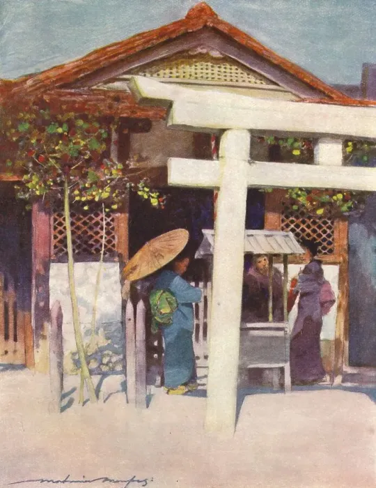 Framed Print : A Sunny Temple, c1887, (1901). Artist: Mortimer L Menpes Framed Print : A Sunny Temple, c1887, (1901). Artist: Mortimer L Menpes