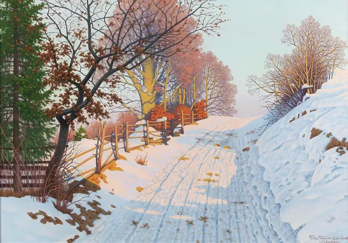Framed Print : Sunny winter path. Creator: Müller-Landeck, Fritz (1865-1942) Framed Print : Sunny winter path. Creator: Müller-Landeck, Fritz (1865-1942)
