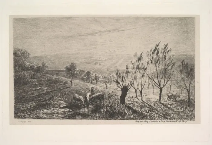 Framed Print : Sunrise, 1850. Creator: Charles Francois Daubigny Framed Print : Sunrise, 1850. Creator: Charles Francois Daubigny