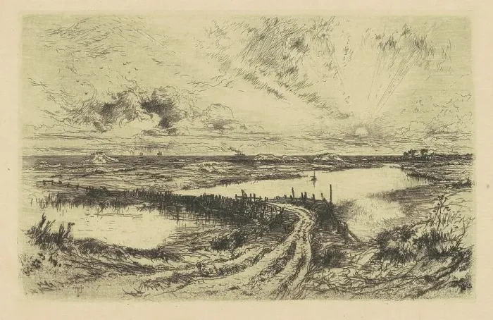 Framed Print : Sunrise?The Pond, Easthampton, Long Island, 1881. Creator: Thomas Moran Framed Print : Sunrise?The Pond, Easthampton, Long Island, 1881. Creator: Thomas Moran