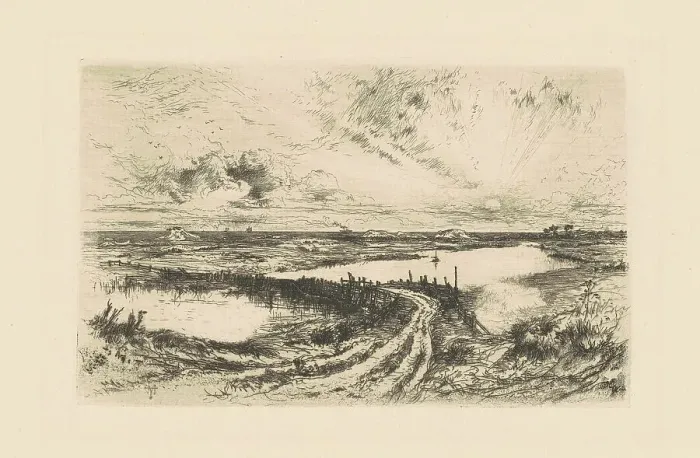 Framed Print : Sunrise?The Pond, Easthampton, Long Island, 1881. Creator: Thomas Moran Framed Print : Sunrise?The Pond, Easthampton, Long Island, 1881. Creator: Thomas Moran
