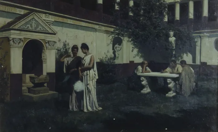 Framed Print : Suns last rays in the Atrium, 1896. Artist: Bakalowicz, Stepan Vladislavovich (1857-1947) Framed Print : Suns last rays in the Atrium, 1896. Artist: Bakalowicz, Stepan Vladislavovich (1857-1947)