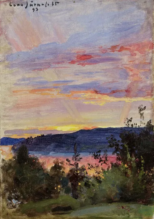 Framed Print : Sunset, 1893. Creator: Eero Jarnefelt Framed Print : Sunset, 1893. Creator: Eero Jarnefelt