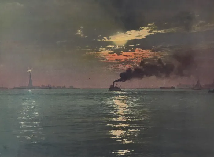 Framed Print : Sunset from the Battery, New York, c1901. Creator: Unknown Framed Print : Sunset from the Battery, New York, c1901. Creator: Unknown