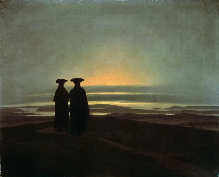 Framed Print : Sunset (Brothers), between 1830 and 1835. Artist: Caspar David Friedrich Framed Print : Sunset (Brothers), between 1830 and 1835. Artist: Caspar David Friedrich