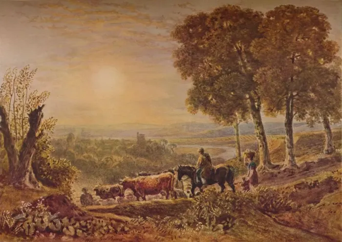 Framed Print : Sunset with Cattle, 1841. Artist: George Barret Junior Framed Print : Sunset with Cattle, 1841. Artist: George Barret Junior