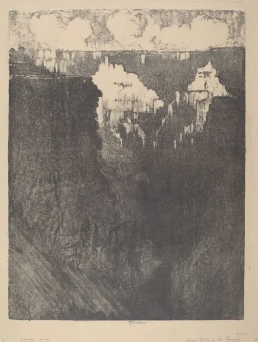 Framed Print : Sunset Cities in the Canyon, 1912. Creator: Joseph Pennell Framed Print : Sunset Cities in the Canyon, 1912. Creator: Joseph Pennell