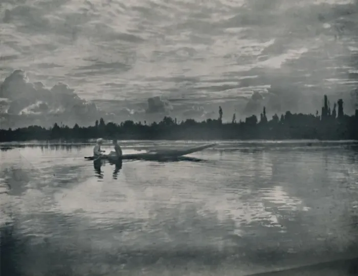 Framed Print : Sunset on the Dal Lake, Kashmir, 1936. Creator: Unknown Framed Print : Sunset on the Dal Lake, Kashmir, 1936. Creator: Unknown