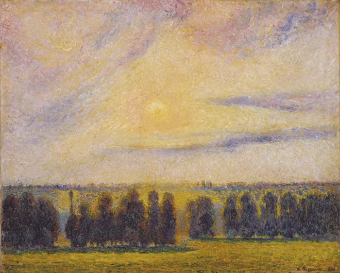 Framed Print : Sunset at Eragny, 1890. Artist: Pissarro, Camille (1830-1903) Framed Print : Sunset at Eragny, 1890. Artist: Pissarro, Camille (1830-1903)