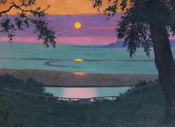 Sunset At Grace, Orange And Violet Sky, 1918. Creator: Vallotton