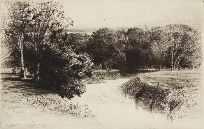 Framed Print : Sunset in Ireland, 1863. Creator: Francis Seymour Haden Framed Print : Sunset in Ireland, 1863. Creator: Francis Seymour Haden