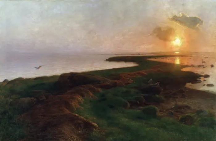Framed Print : Sunset in a Lagoon, 1897. Artist: Hans Ole Brasen Framed Print : Sunset in a Lagoon, 1897. Artist: Hans Ole Brasen