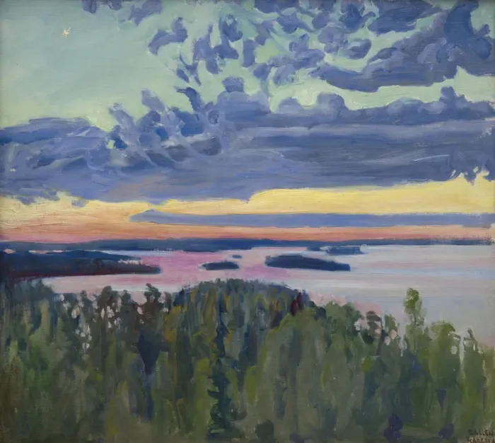 Framed Print : Sunset over a Lake. Creator: Gallen-Kallela, Akseli (1865-1931) Framed Print : Sunset over a Lake. Creator: Gallen-Kallela, Akseli (1865-1931)