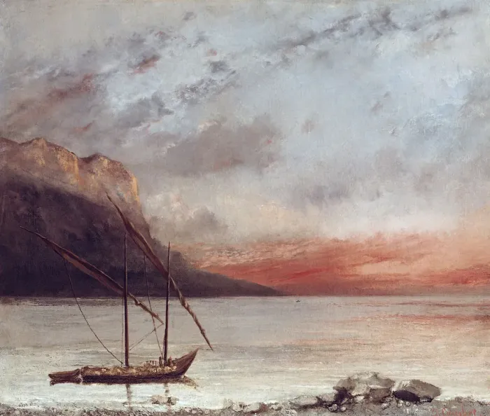Framed Print : Sunset over Lake Leman, 1874