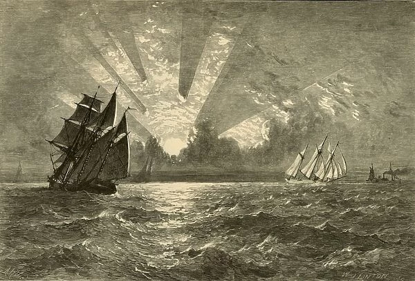 Sunset, Lake Michigan, 1874. Creator: W. J. Linton