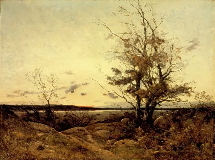 Framed Print : Sunset Landscape, 1887. Creator: Henri-Joseph Harpignies Framed Print : Sunset Landscape, 1887. Creator: Henri-Joseph Harpignies