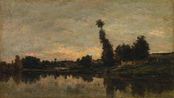 Sunset on the River Oise, 1866. Creator: Charles Francois Daubigny (French, 1817-1878)