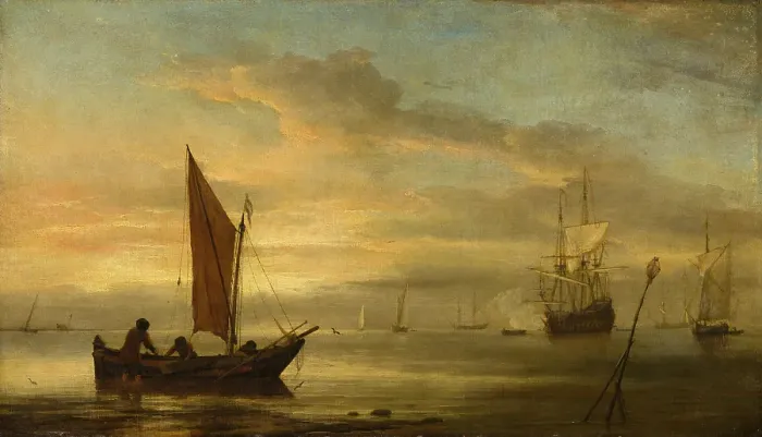 Framed Print : Sunset at Sea, 1680. Creator: Willem van de Velde the Younger Framed Print : Sunset at Sea, 1680. Creator: Willem van de Velde the Younger