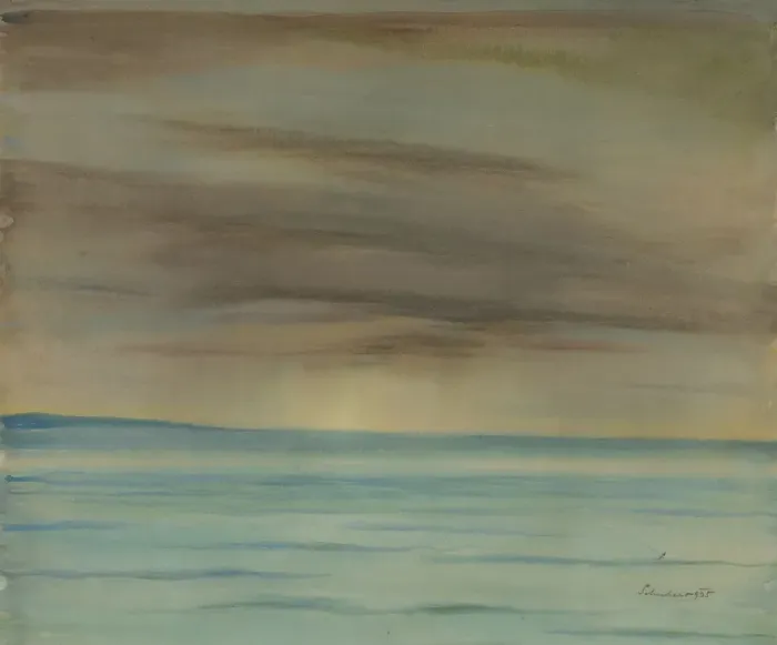 Framed Print : Sunset by the sea, 1935. Creator: Julius Schubert Framed Print : Sunset by the sea, 1935. Creator: Julius Schubert